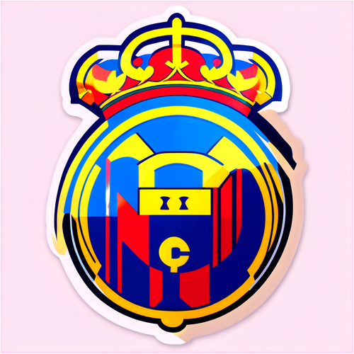 Real Madrid ve Barcelona Logolarının Sembolik Yoğun Karışımı Sticker Tasarımı