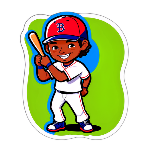 Cheerful Cartoon Baseball Player Sticker