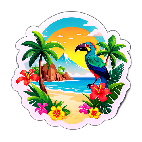 Sticker di un'isola tropicale