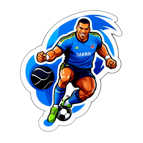 A sticker de un famoso personaje deportivo en acción