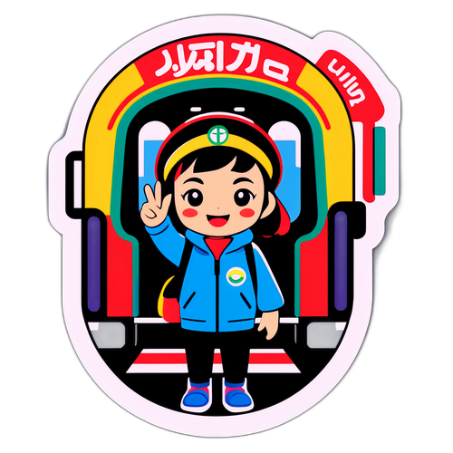 地下鉄の旅を楽しむキャラクターのデザイン