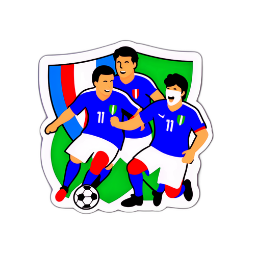 עיצוב מדבקה של סצנה חיה של כדורגל עם נבחרת איטליה