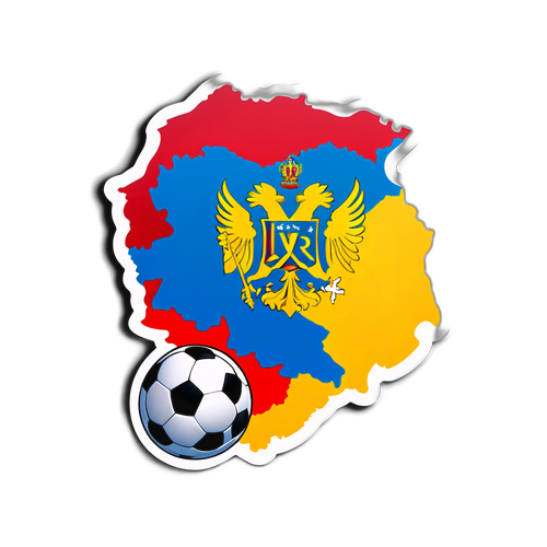 Sticker bản đồ Romania với bóng đá