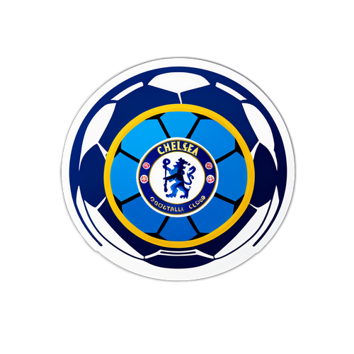 첼시 팀 색상의 축구공 스티커 디자인