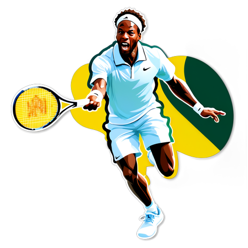Energetischer Tennisspieler im Aufschlag