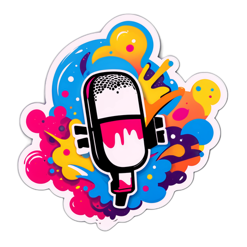 Sticker ispirato all'arte di strada con microfono