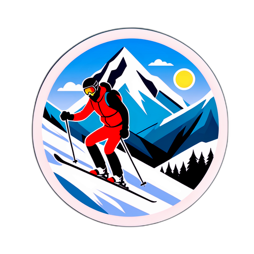 눈 덮인 산과 스키어의 역동적인 모습