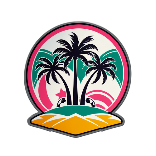 Logo stylisé d'Inter Miami avec un ballon de soccer et des palmiers