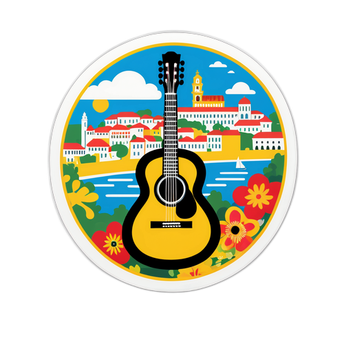 Dekorativ klistermærke af Portugals guitar