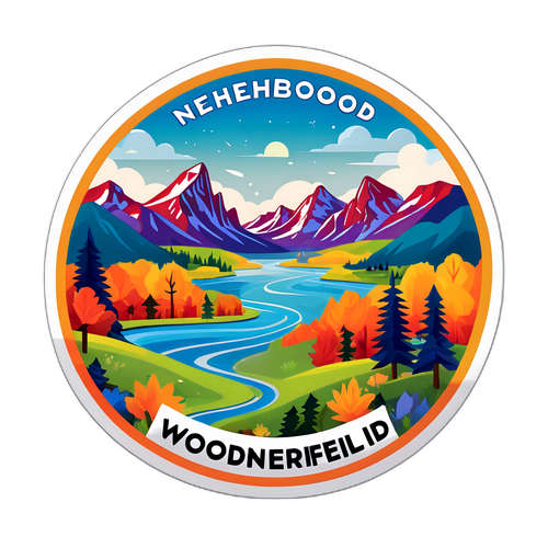 Яркая наклейка, изображающая мирные ландшафты Канады и США