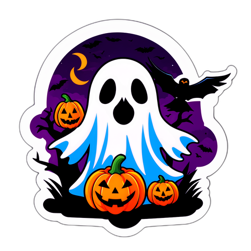 할로윈 테마 귀여운 유령 스티커