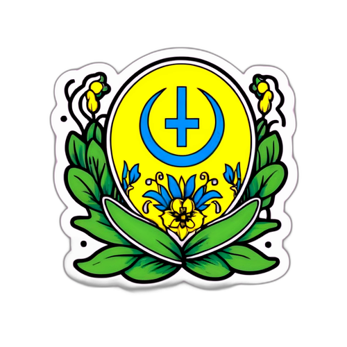 Sticker mit ukrainischen Kulturen, die Hoffnung verkörpern