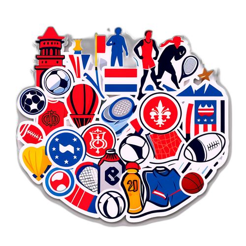 Nálepka se symboly České republiky a sportovními frázemi