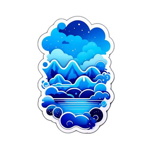 शांत नीला ग्रेडिएंट स्टिकर