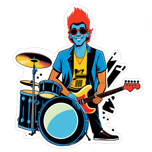 Vintage klistermärke av Reggie Walsh i rockband