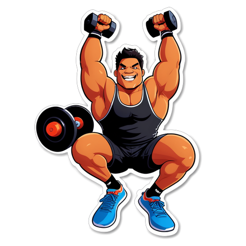 Cartoon na Bersyon ni Jeff Cobb na Nagtataas ng Timbang
