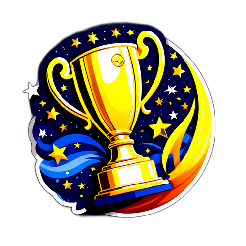 Stilisert Champions League-trofé med stjernehimmel
