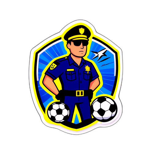 Policista dohlížející na fotbalový zápas