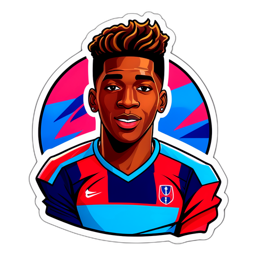 Sticker avec un portrait de Presnel Kimpembe comme super-héros du football