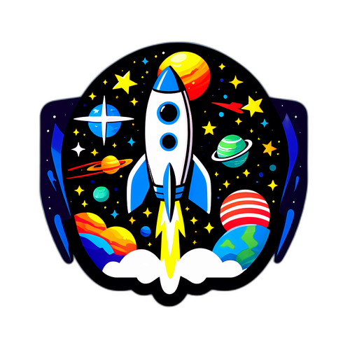 Стильна наклейка для фестивалю 'Starkon' з космічними мотивами