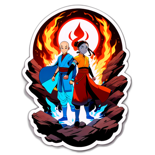 Een mystieke weergave van Aang en Katara