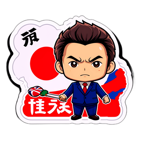 政治スローガンを持つ岡田カツヤのステッカー