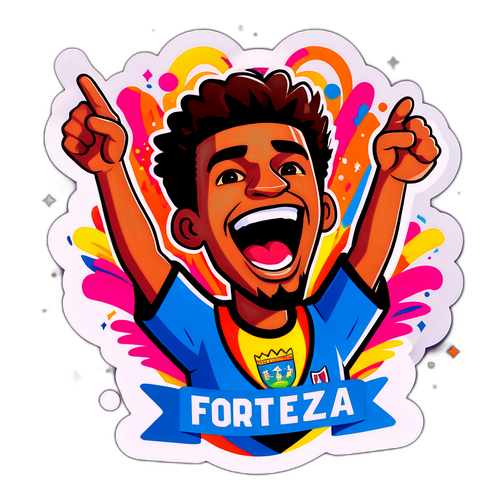 A torcedora do Fortaleza comemorando