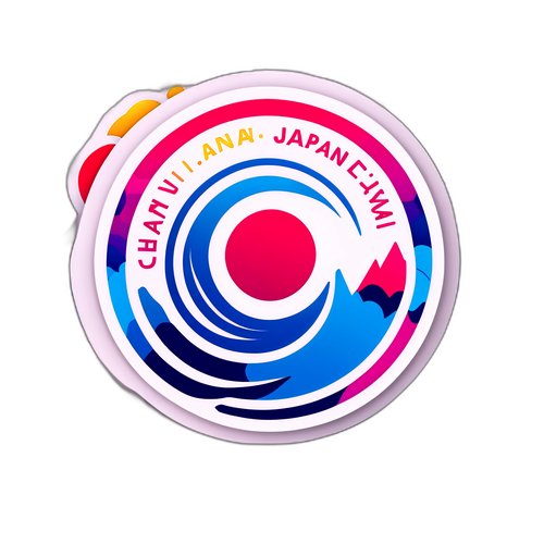 日本ディスプレイロゴのカラフルなステッカー