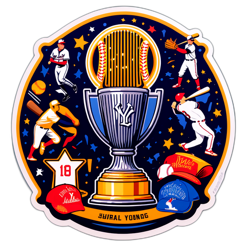 Glittering Cy Young Award Trophy Sticker