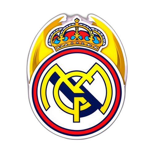 Stiker Logo Real Madrid dengan Elemen Sepak Bola