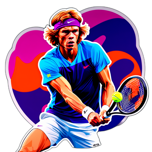 Andrej Rublev v akci na tenisovém kurtu
