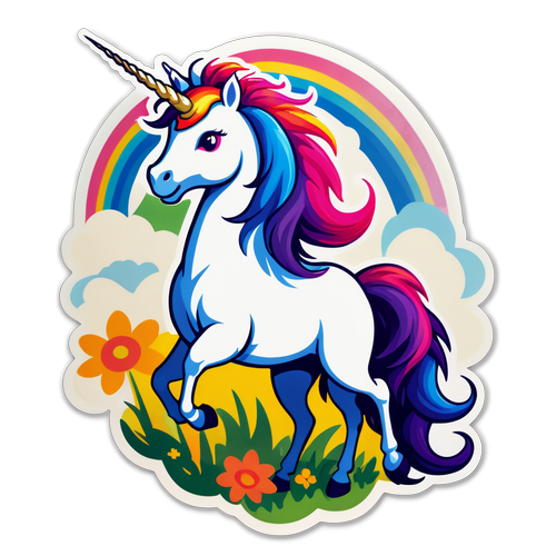 Whimsical Unicorn in a Rainbow Wonderland