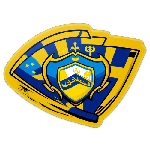 Un autocolant cu steagul Clubului Al-Okhdood și Al-Nassr în stil graffiti