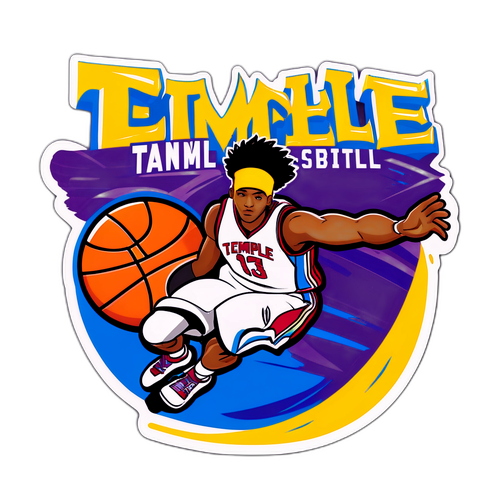 Temple Basketball Player Sticker