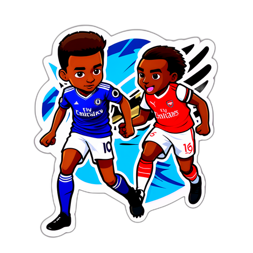 Energetisk klistermærke med Arsenal og Chelsea rivalisering