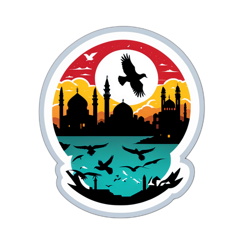 Paesaggio Siriano con Silhouette di Colombe