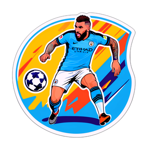 Autocollant d'Otamendi défendant un but