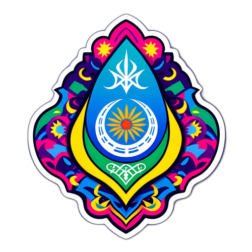 Fargerik klistremerke med Qarabag-motiver