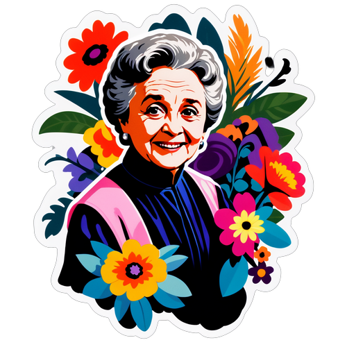 Joan Plowright Portréja Virágkompozícióval