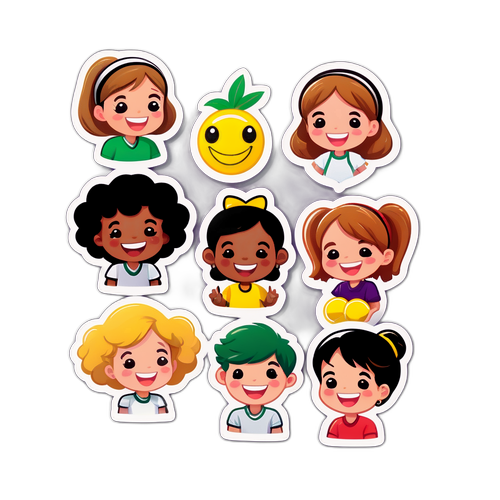 สติ๊กเกอร์การ์ตูนน่ารักของผู้ชมที่มีความสุขในวิมเบิลดัน