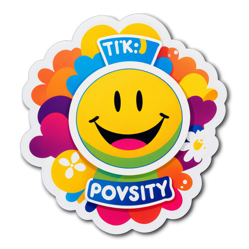 Sticker met een grote, vrolijke smiley en de tekst 'Positivity is the Key'