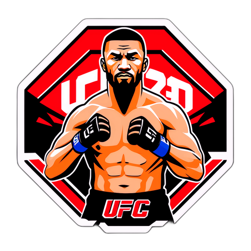 Autocolant dinamic cu un luptător UFC în mijlocul octogonului