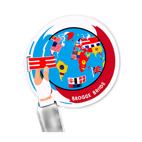 Morsom klistremerke av Børge Brende med globus og flagg