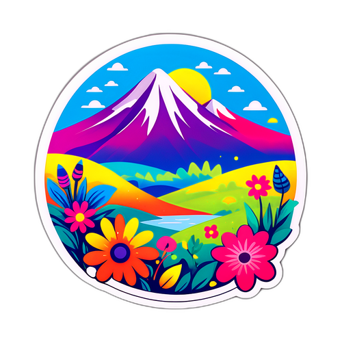 カラフルな花と風景のアート