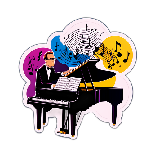 Tom Lehrer spelar piano med svävande noter