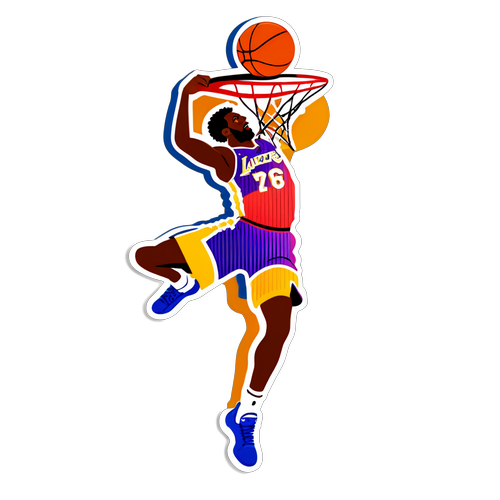 Masayang Sticker ng Isang Manlalaro ng Basketball na Dunking