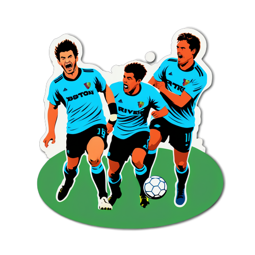 Sticker que captura la intensidad del partido entre Boston River y Cerro