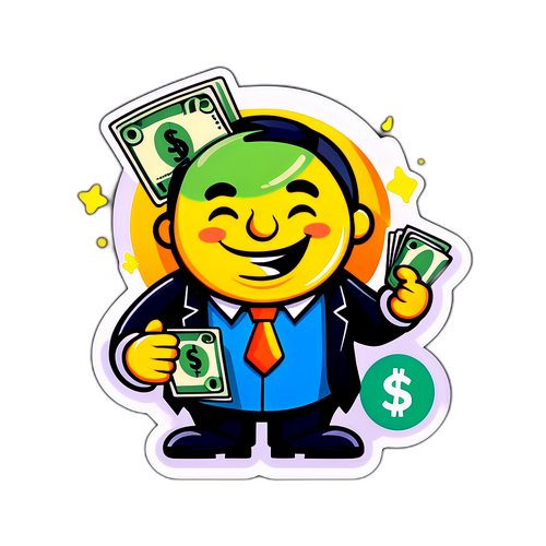 現金支払いを表すユーモラスなキャラクター