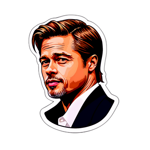 Sticker cu Brad Pitt în stil retro