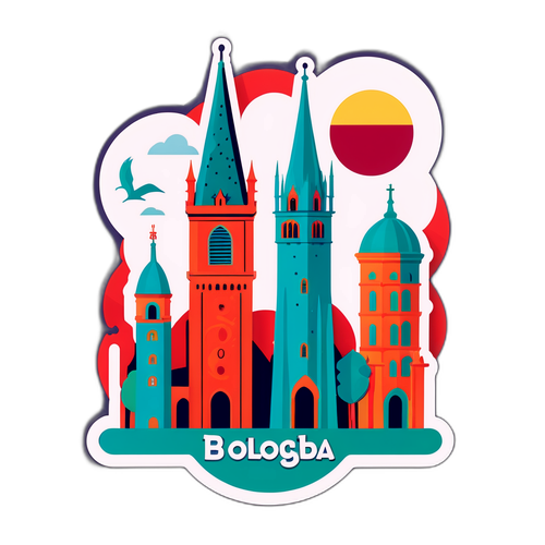 Kijipicha cha Charm ya Bologna kinachoonyesha alama muhimu za jiji